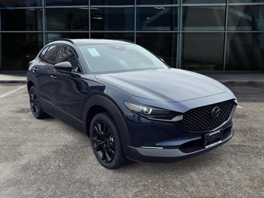 2026 Mazda Mazda CX-30 2.5 Turbo Premium Plus AWD in Deep Crystal Blue Mica — front three-quarter view