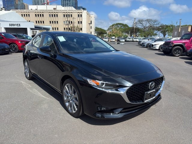 2026 Mazda Mazda3 Sedan 2.5 S Preferred in Jet Black Mica — front three-quarter view