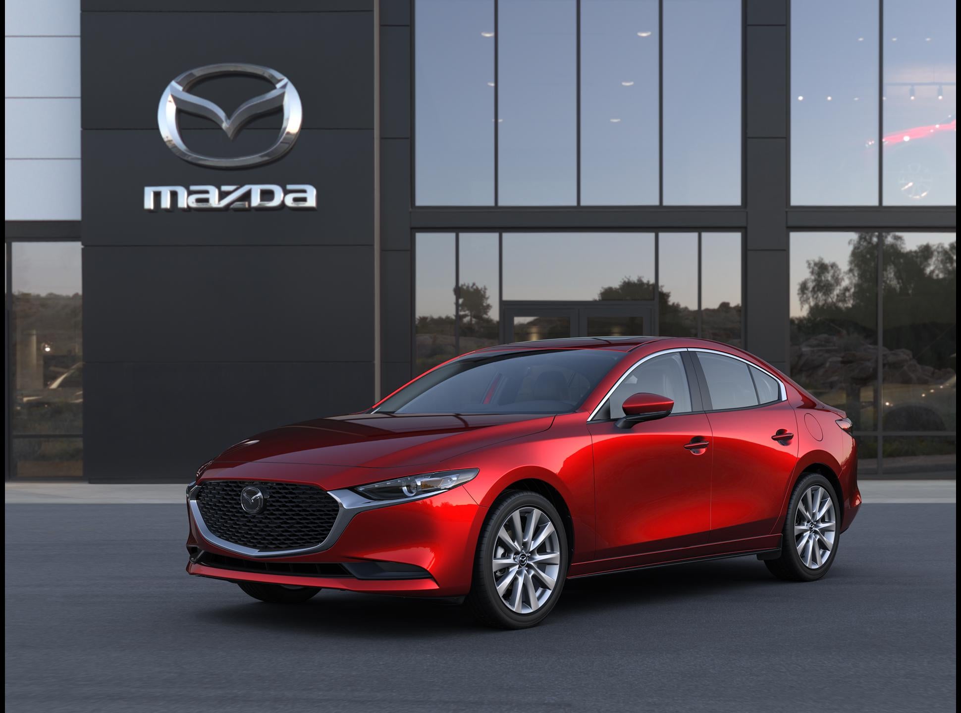 2026 Mazda Mazda3 Sedan 2.5 S Preferred in Soul Red Crystal Metallic — front three-quarter view