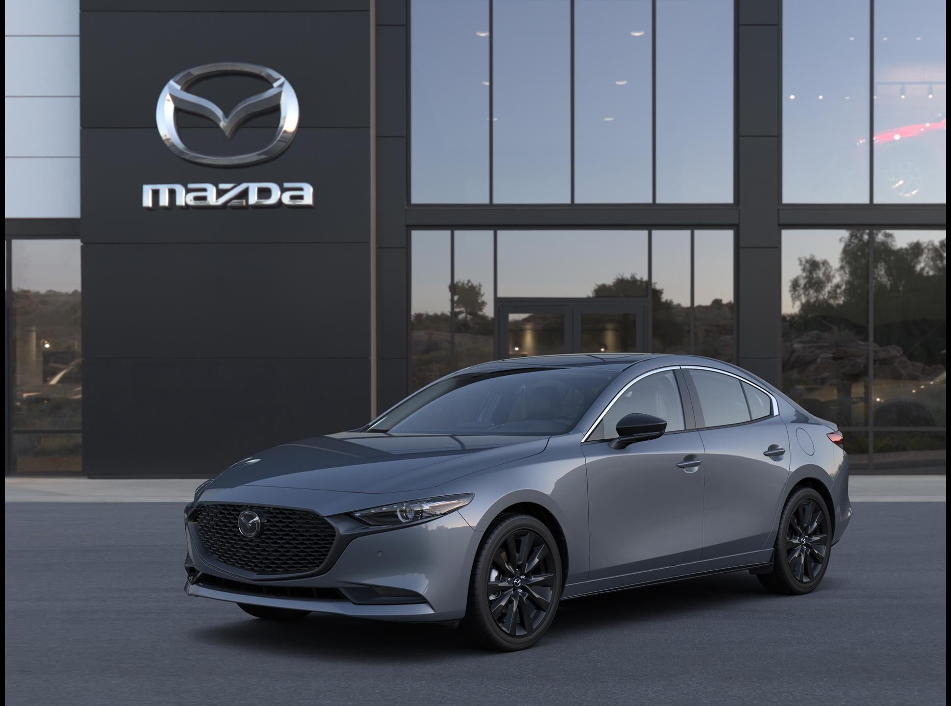 2026 Mazda Mazda3 Sedan 2.5 Turbo Premium Plus AWD in Polymetal Gray Metallic — front three-quarter view